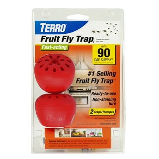 A packet of two red domed fruit fly traps