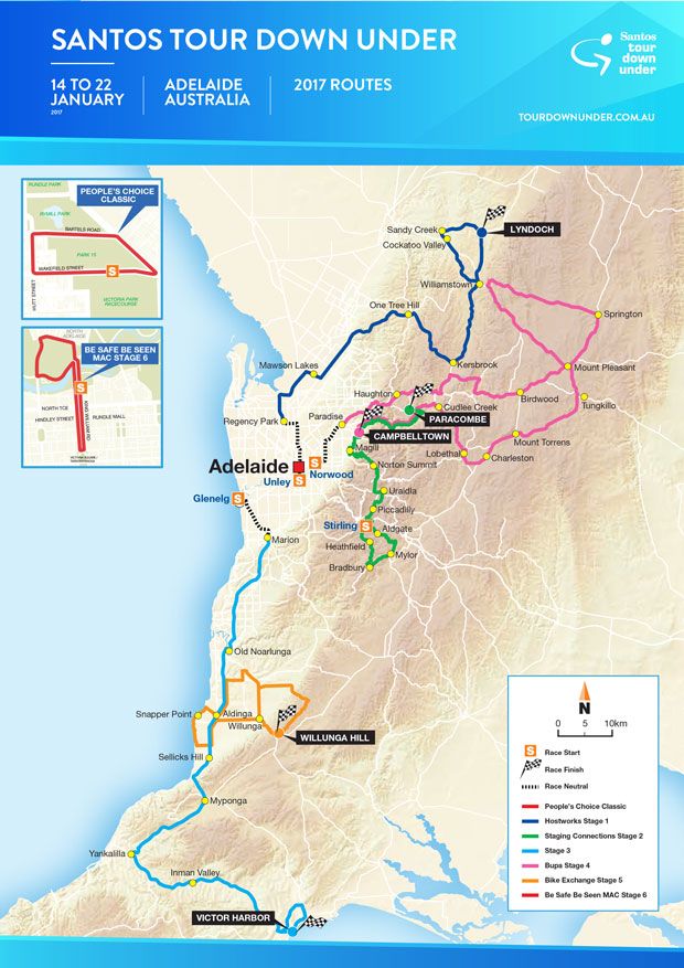 2017 Santos Tour Down Under race map