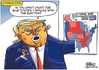 Political Cartoon U.S. Trump 2020 election blue states