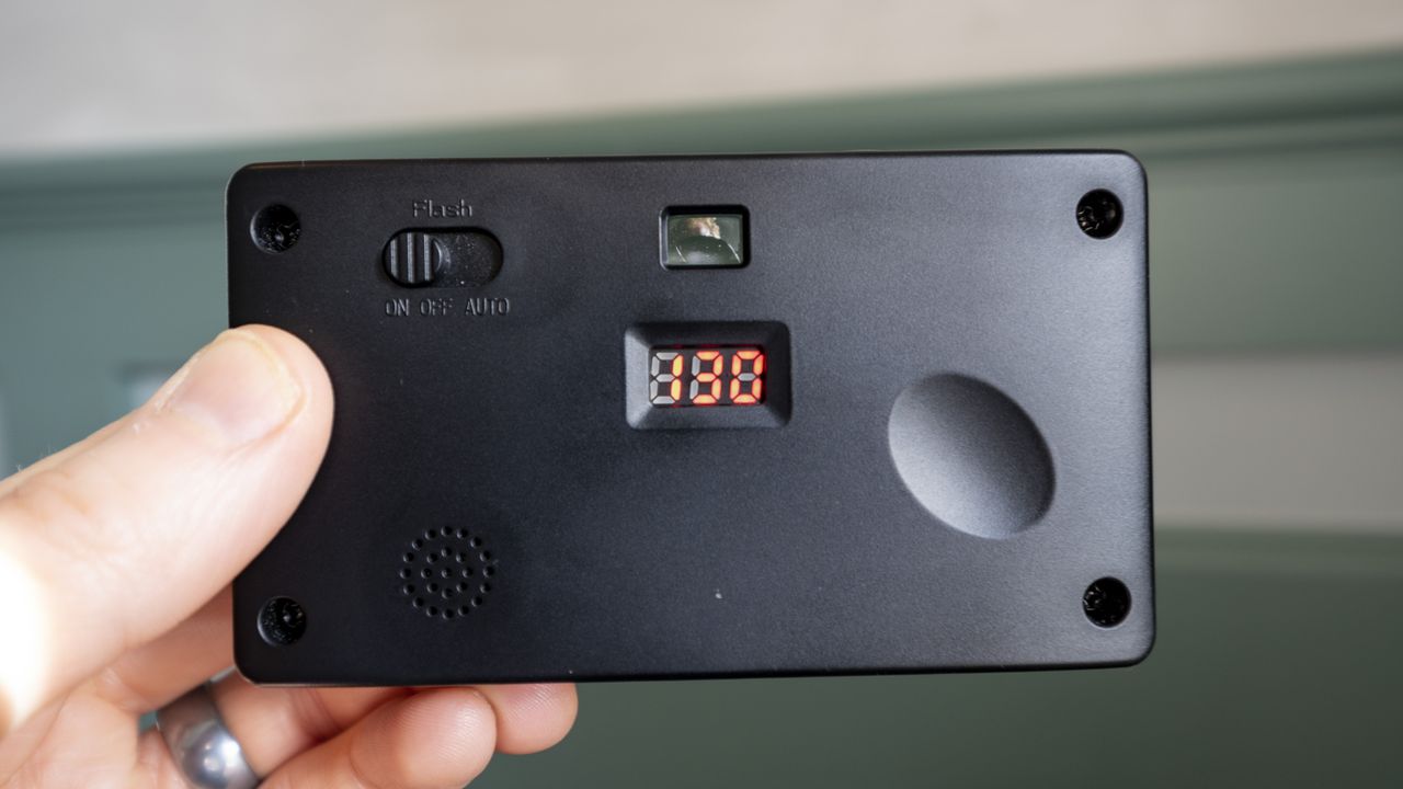 Rear of Camp Snap camera and it's LED photo counter