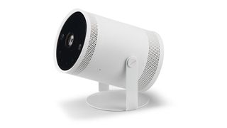 Samsung Freestyle projector at angle on stand
