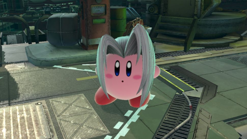 Here is what Kirby looks like after inhaling Sephiroth in Super Smash