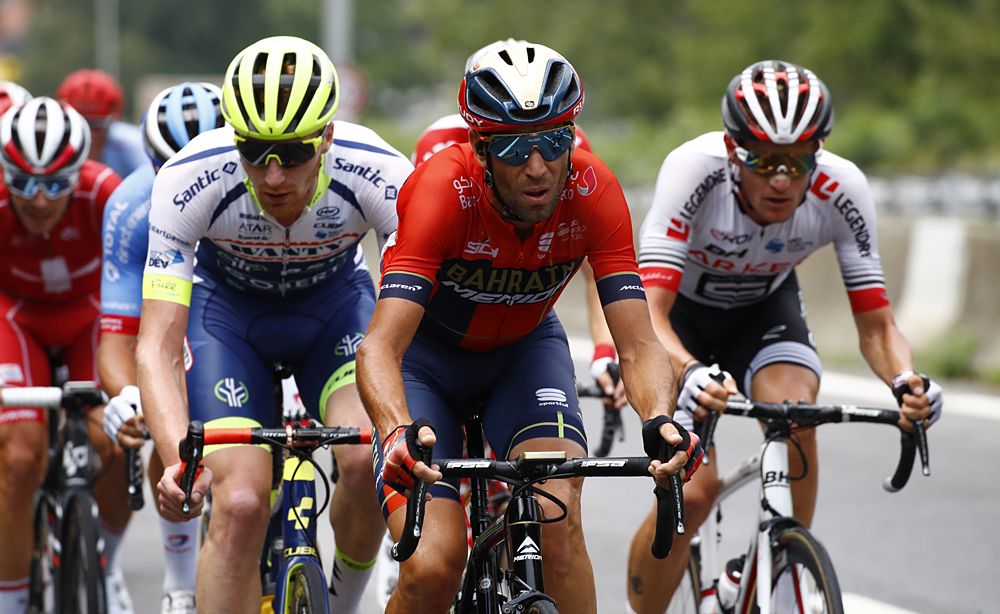 Vincenzo Nibali (Bahrain-Merida) leads the breakaway on stage 20 at the Tour de France