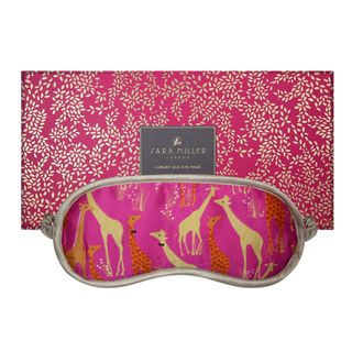 pink and giraffe print silk eye mask by annabel james