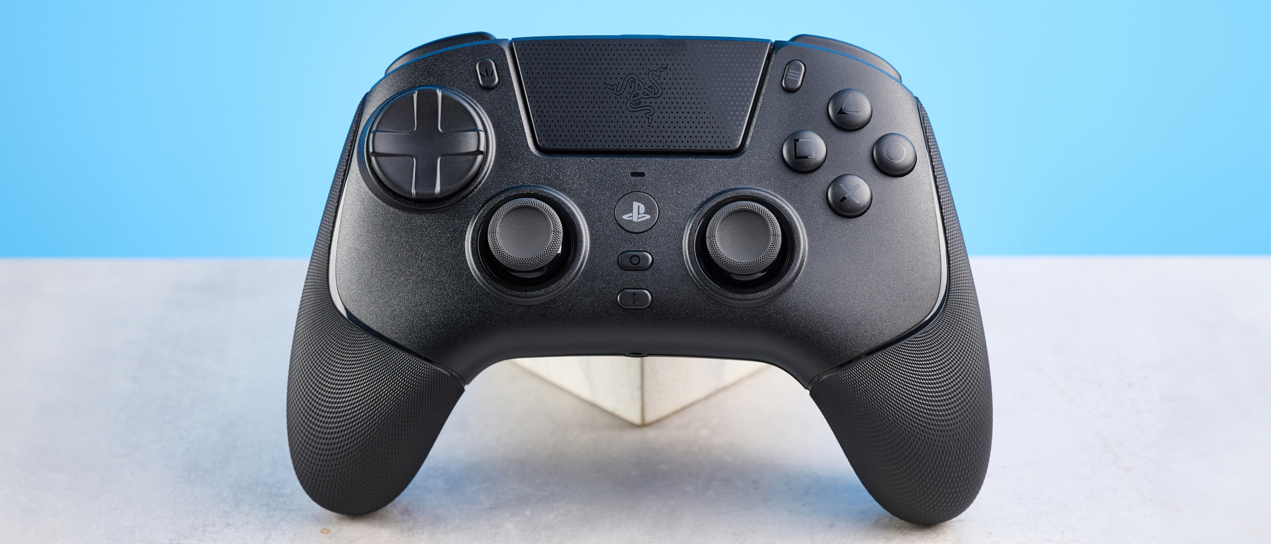 A black Razer Raiju V3 Pro controller for PS5