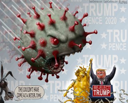Political Cartoon U.S.Trump coronavirus falls reelection
