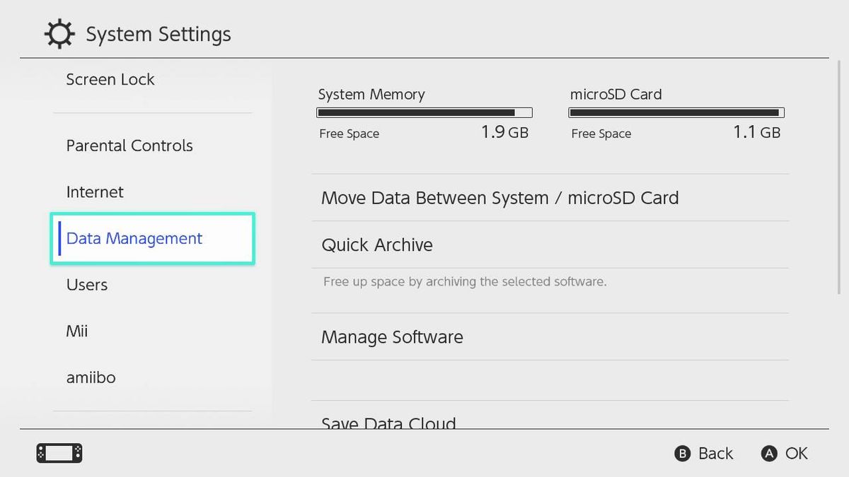 How to transfer game data between internal storage and microSD card on