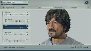 Starfield - a character being created inside the character creation system