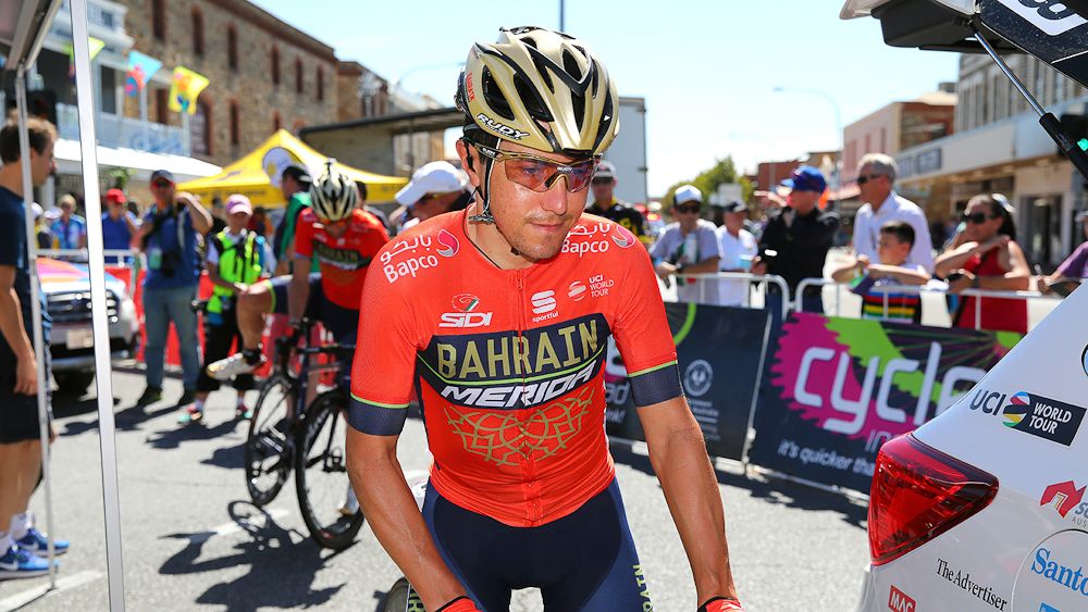 Domenico Pozzovivo models the 2018 Bahrain-Merida jersey, which has a heavier presence of a bold red colour this season