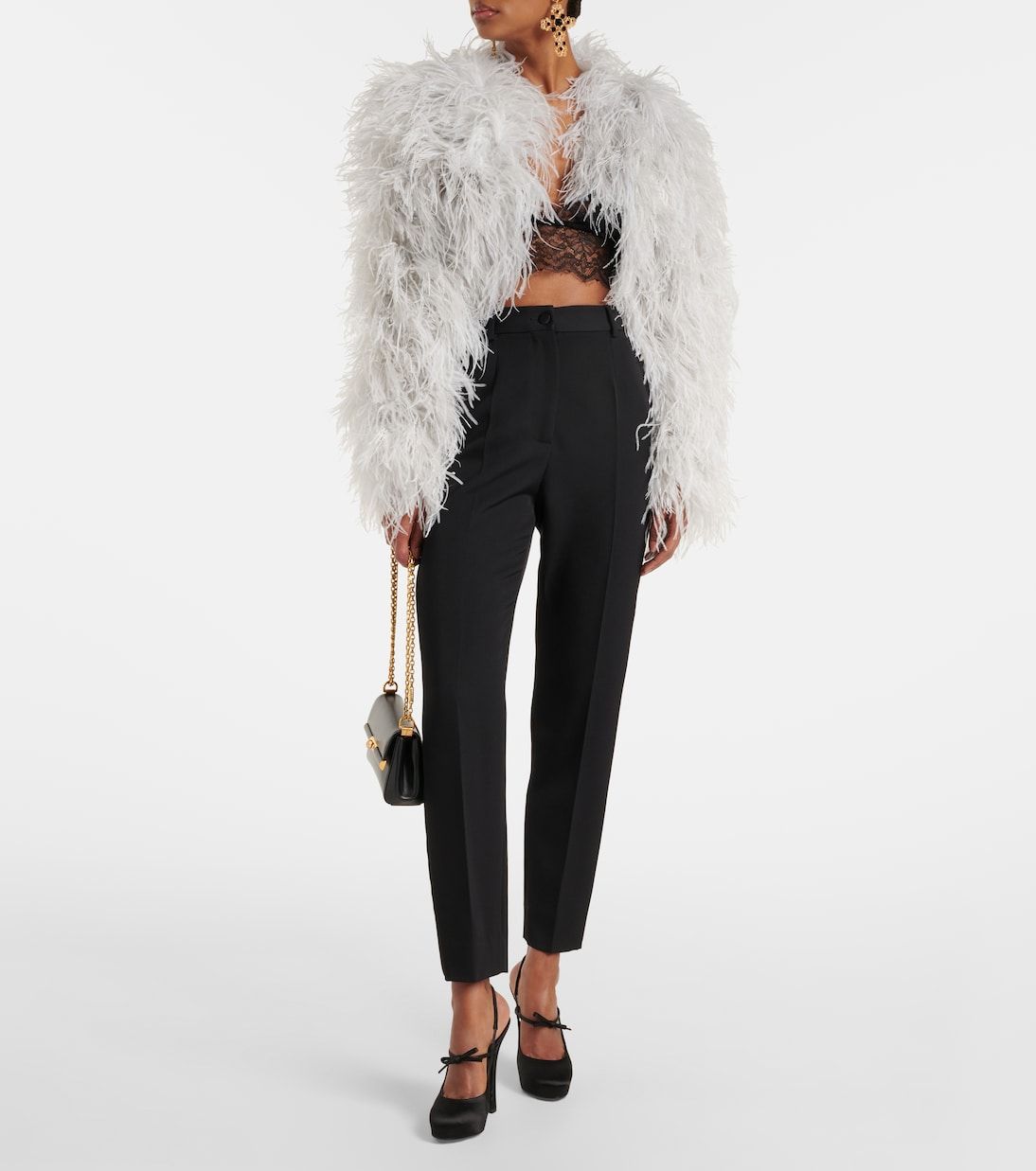 X Kim Feather Cropped Jacket