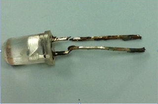 The LED bulb that was removed from the little girl's airway.