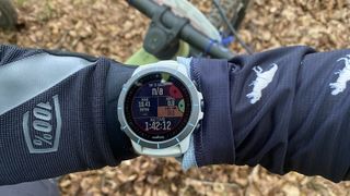 Wahoo Rival smartwatch on arm of rider
