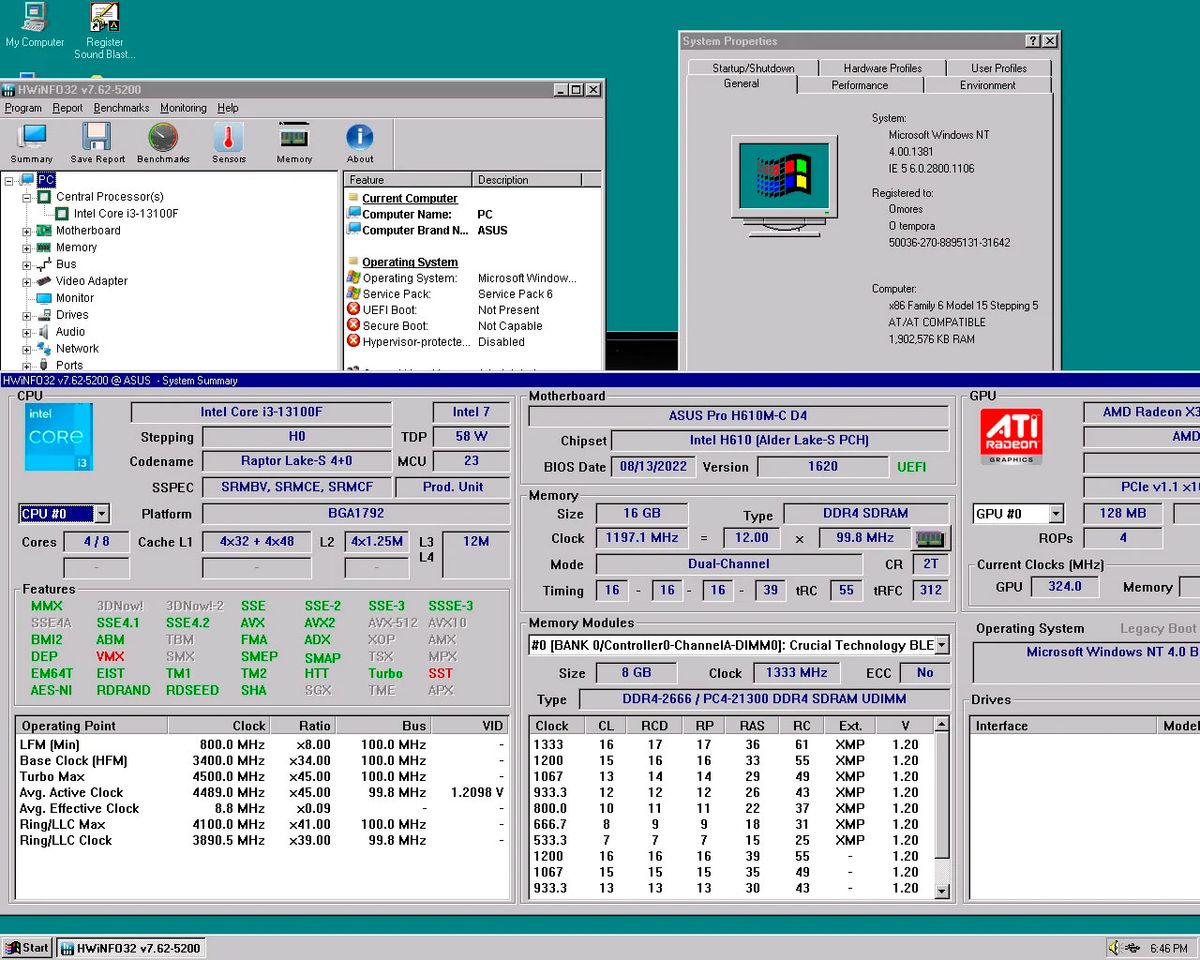 Intel Raptor Lake CPU Runs On 27 Year Old Windows NT 4.0