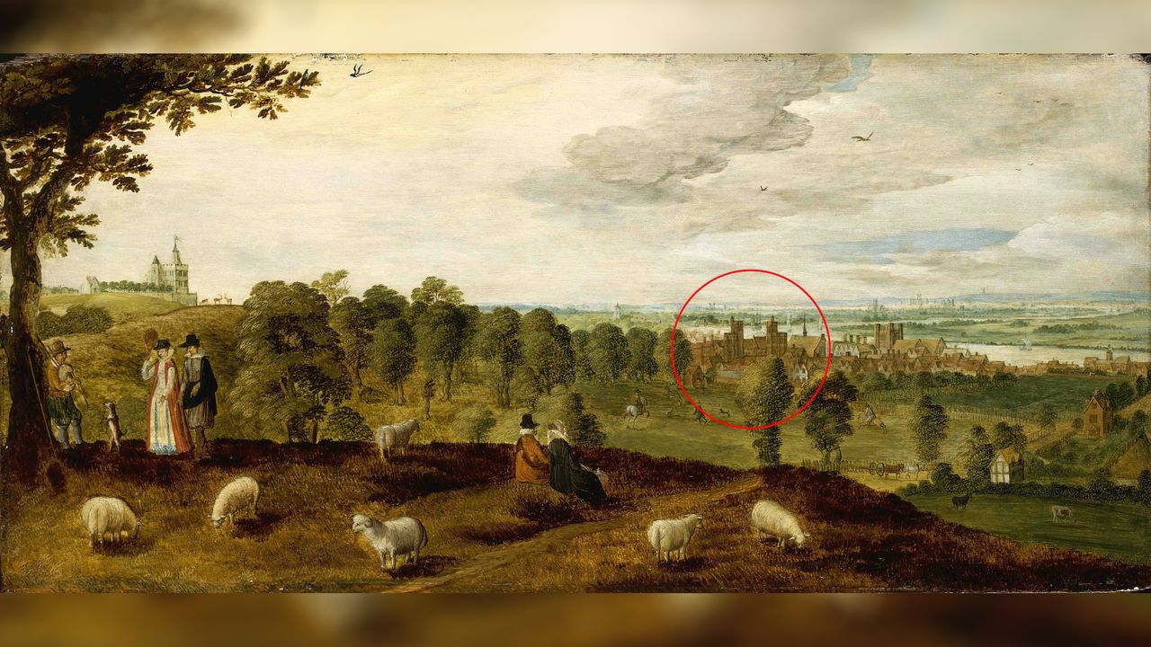 "Greenwich from the south-east showing the Park and Tudor palace, about 1620" shows the tiltyard in this location (red circle).