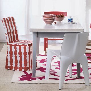 red and white modern dining room and bowl loose chair covers and nordic style felt rug