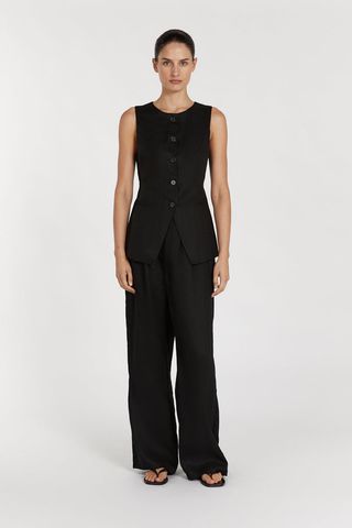 Alessia Black Linen Vest