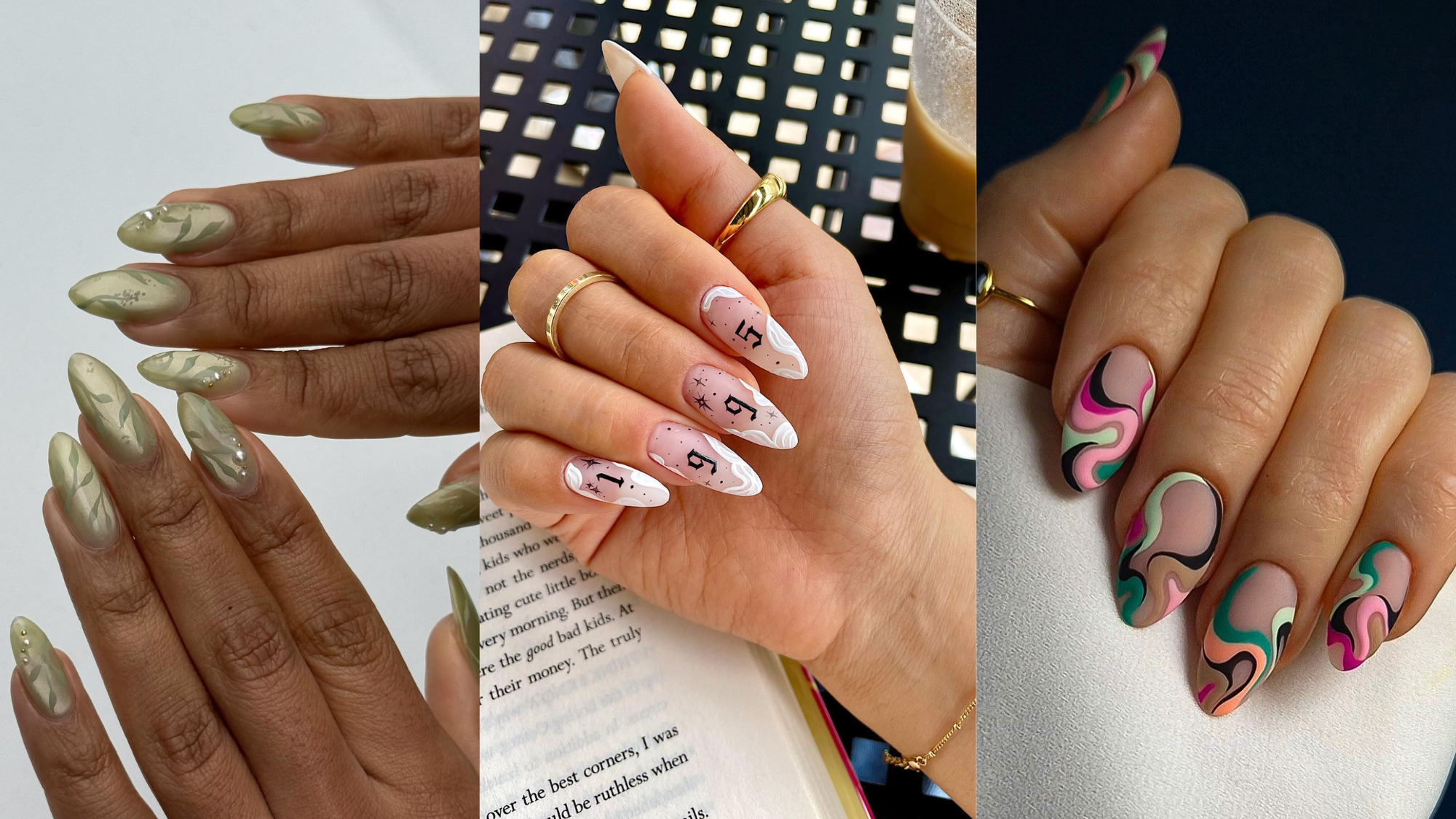 Collage of birthday nails.