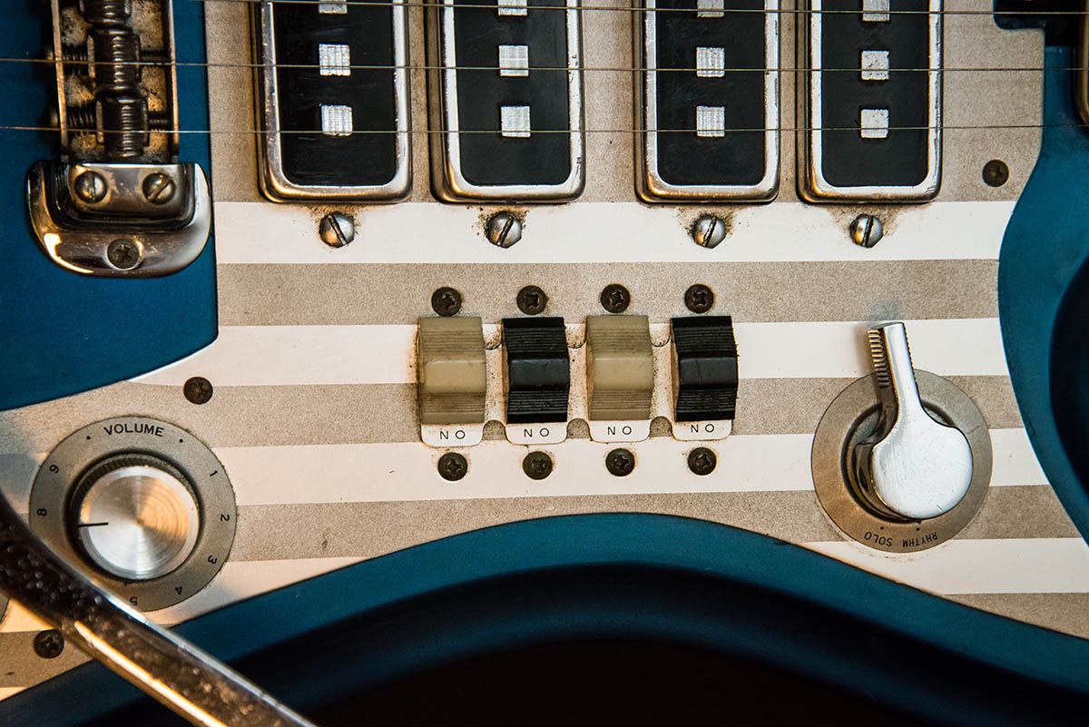 Blue Teisco K-4L, a.k.a. The Sharkfin