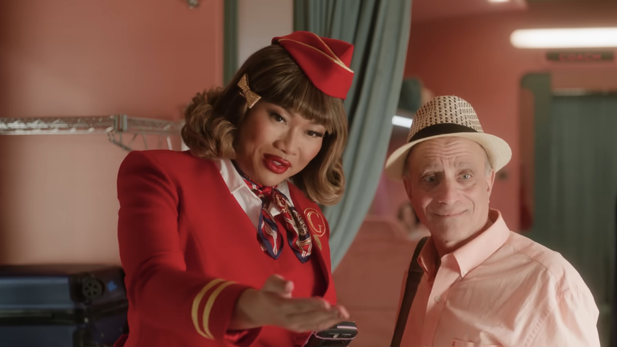 Jujubee's DeeDee telling a passenger where to sit. 