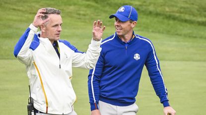 Luke Donald and Rory McIlroy at the Ryder Cup