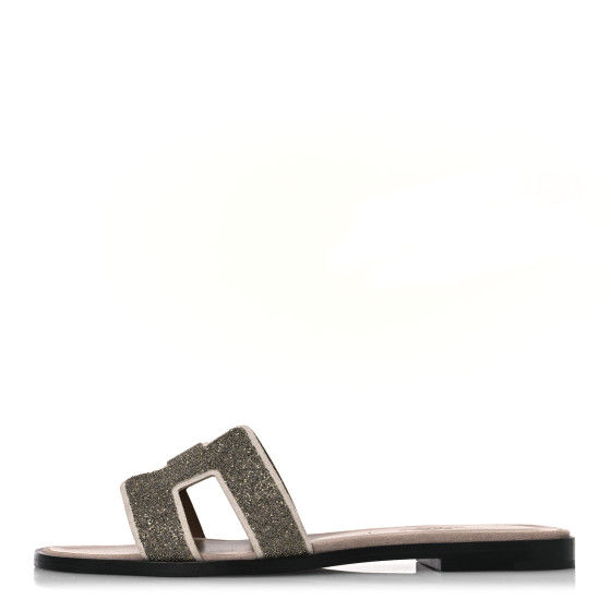Hermes Suede Goatskin Crystal Powder Oran Sandals 36.5