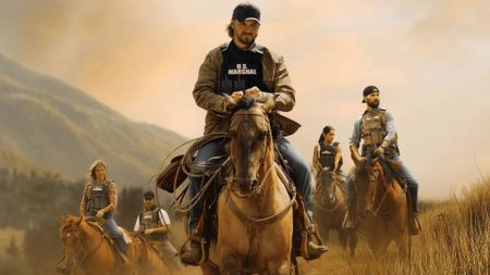 The cast of Marshals on horseback