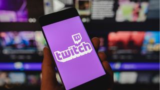 Twitch logo on mobile phone