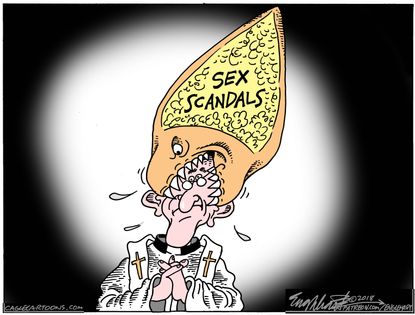Editorial cartoon U.S. Catholic church sex abuse scandal Pope Francis