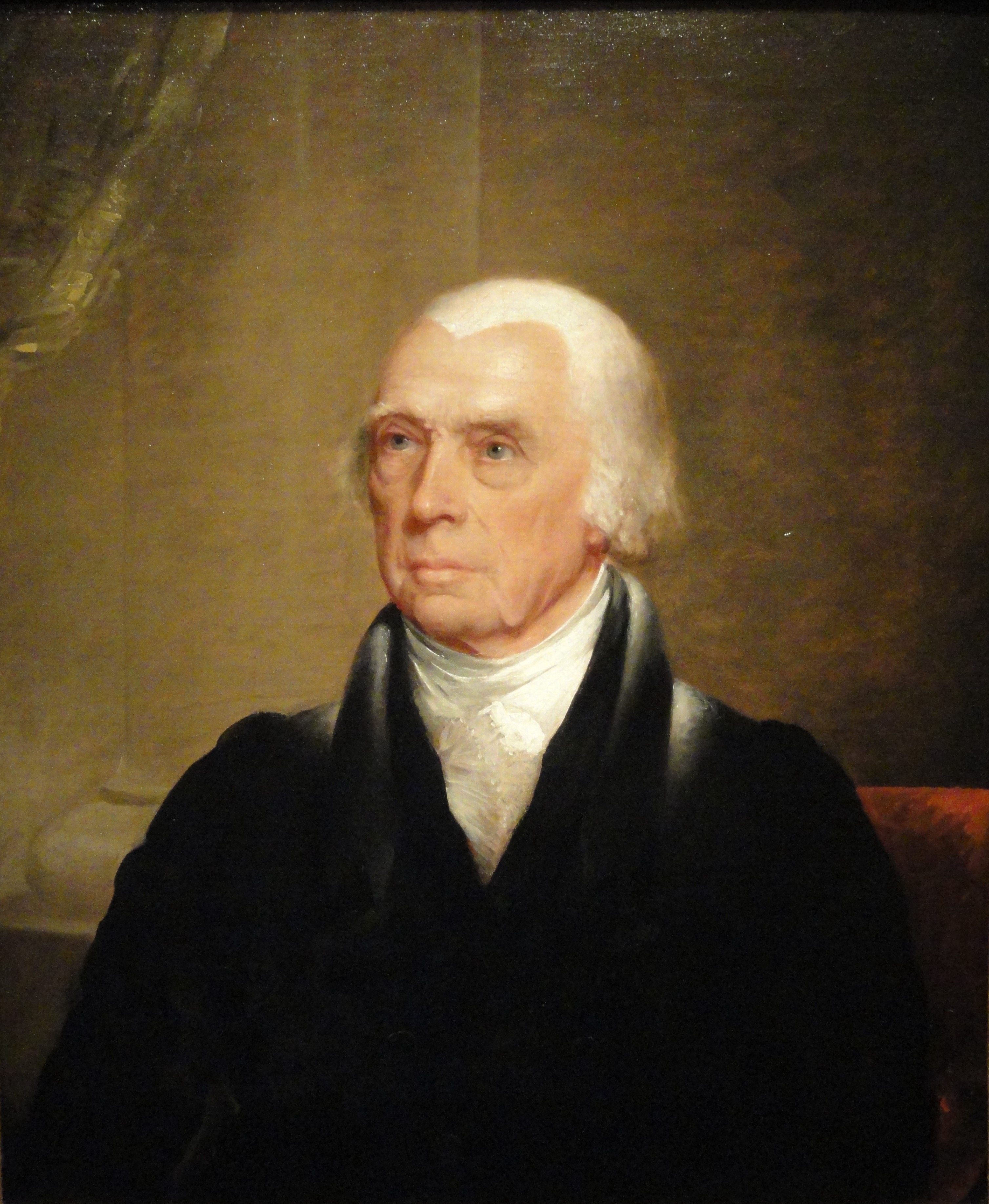A portrait of James Madison by Chester Harding.