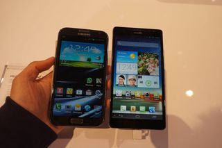 Galaxy Note II on Left; Huawei Ascend Mate on Right