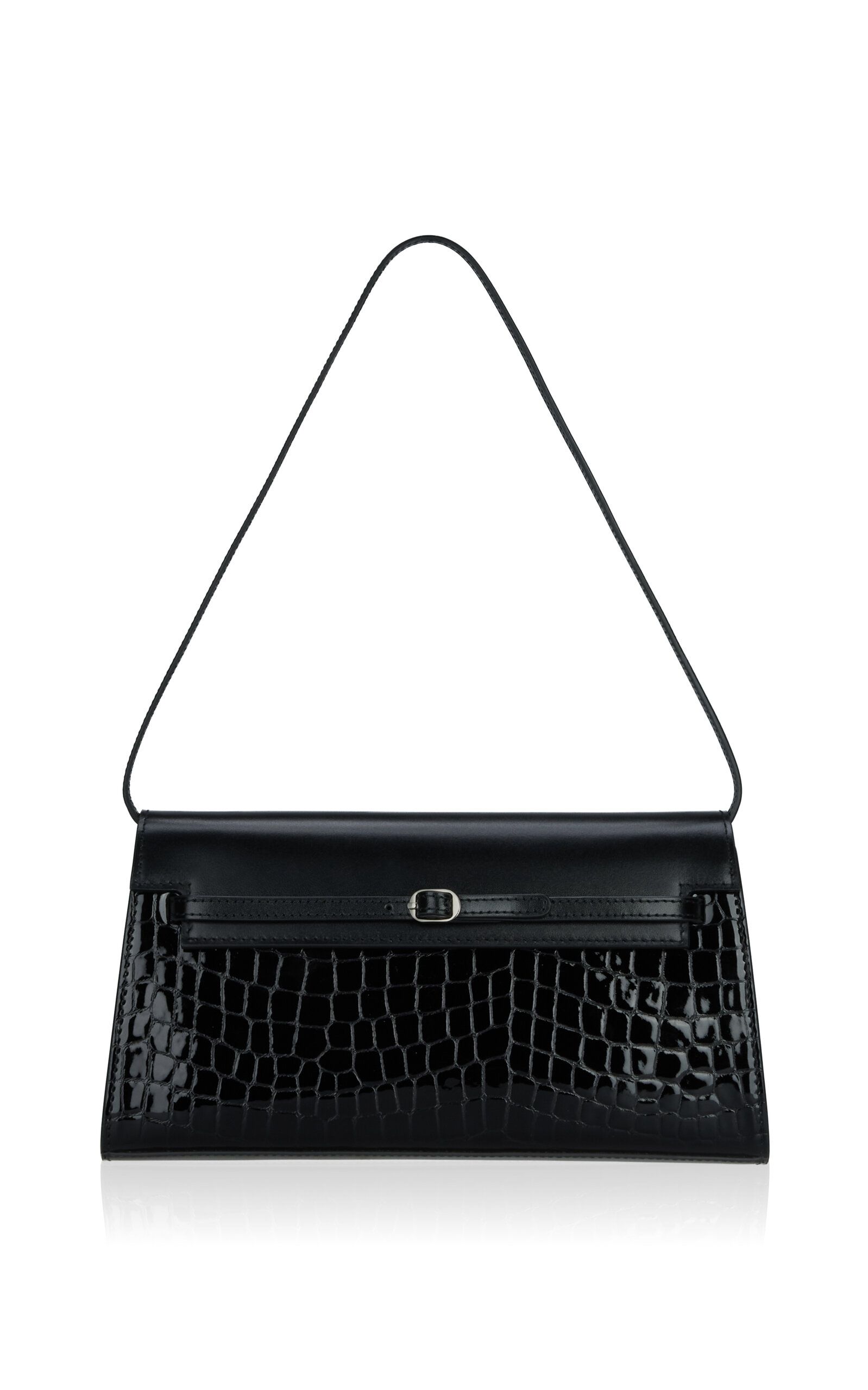 Croc-Effect Leather Shoulder Bag