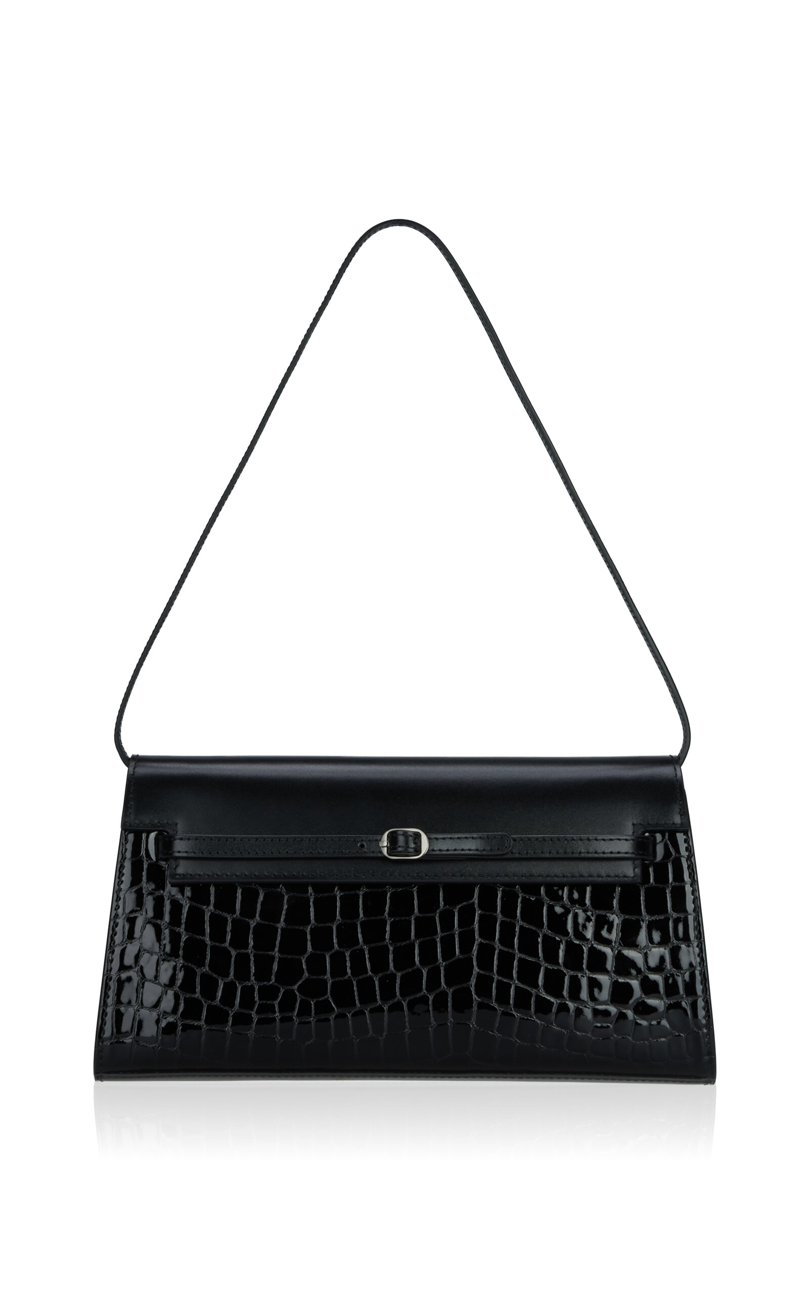 Croc-Effect Leather Shoulder Bag