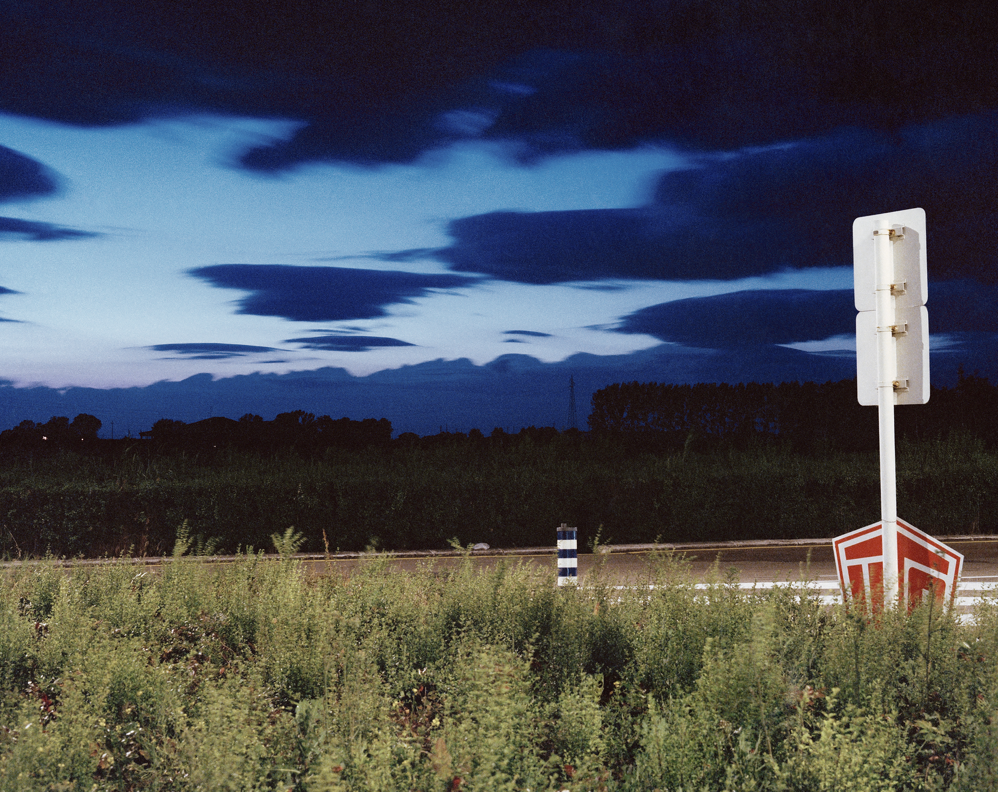 photograph of landscape with dark sky
