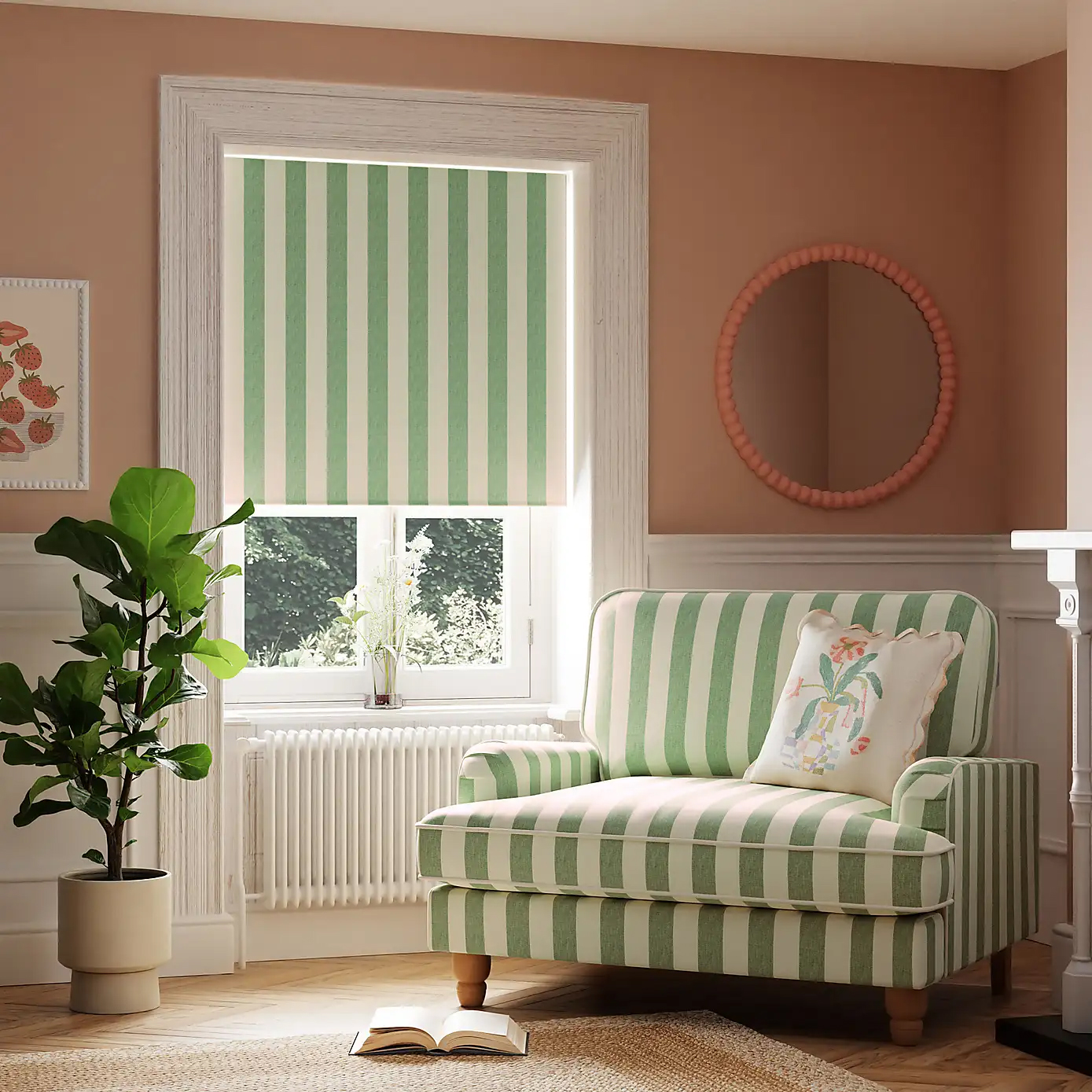 Dunelm, Beatrice Stripe Blackout Roller Blind