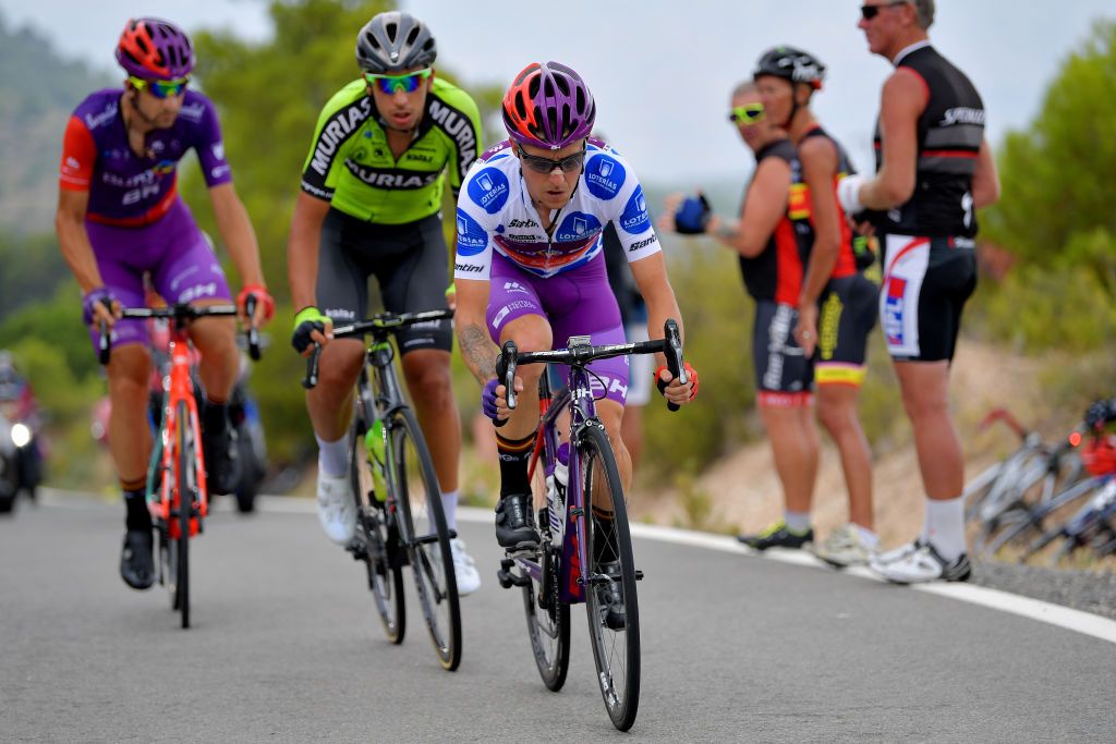 Madrazo leads the break during stage 3 of the Vuelta a Espana