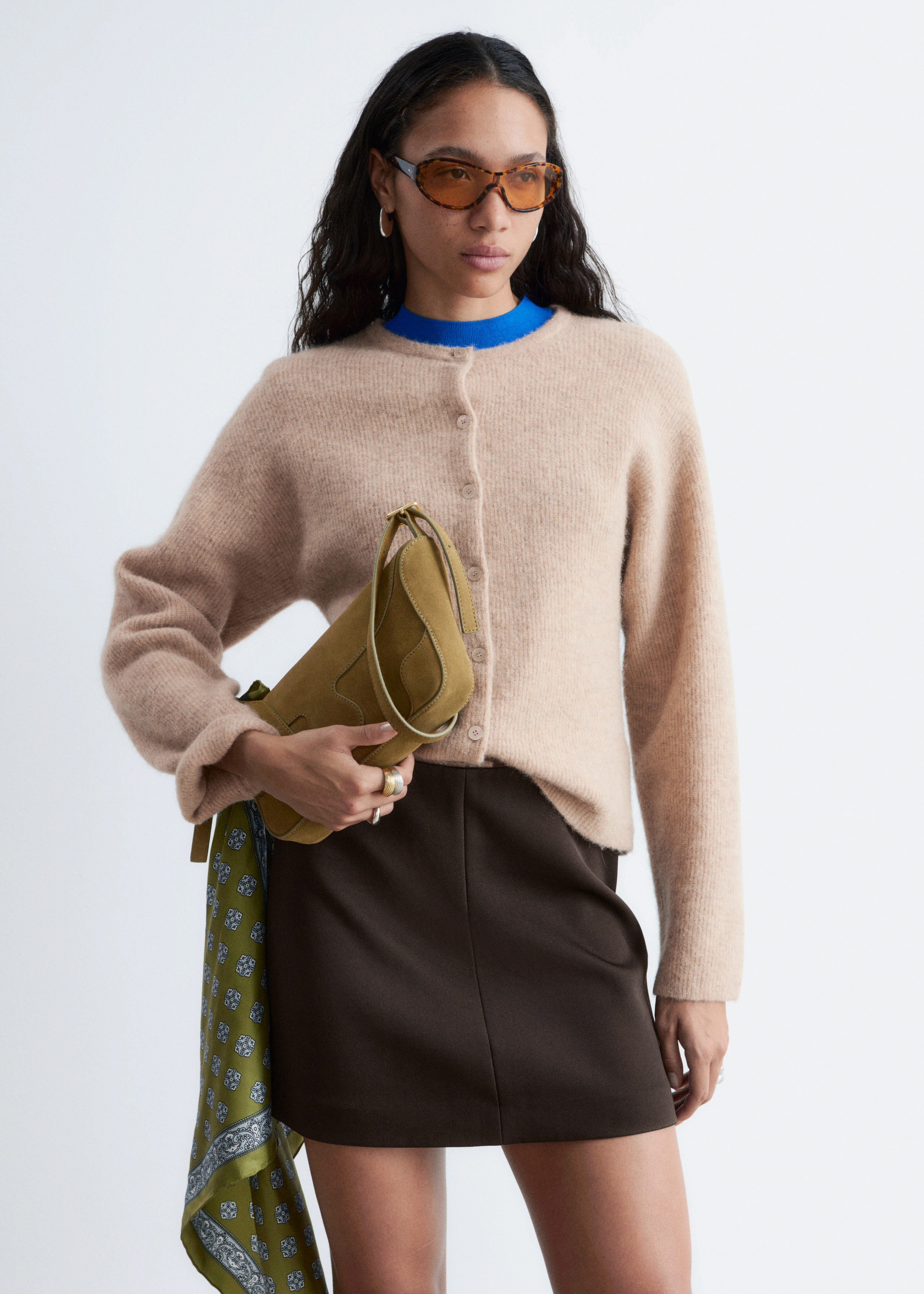 Alpaca-Blend Knitted Cardigan