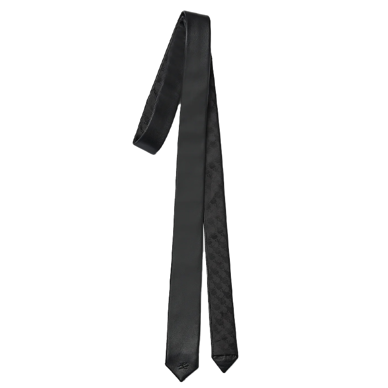 black leather tie, karl lagerfeld