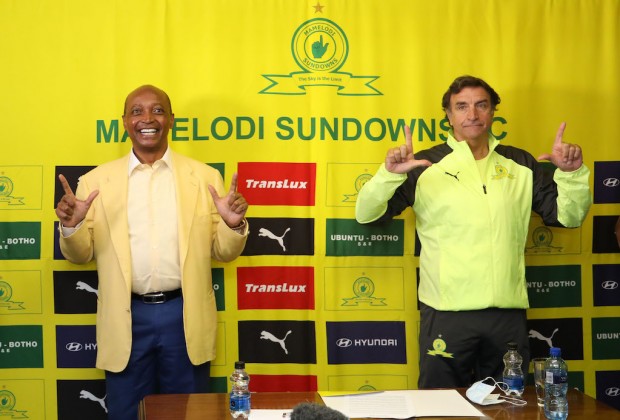 Patrice Motsepe, Chairman of Mamelodi Sundowns and Jose Ramon Alexanko