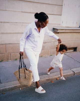 French mother posing with her daughter