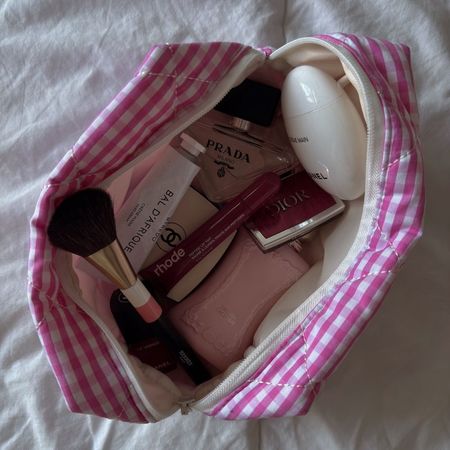 Coco Weekend's bag filled with beauty products.