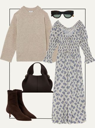 Reiss jumper, DÔEN dress, Polène bag, Aquazzura boots, YSL sunglasses