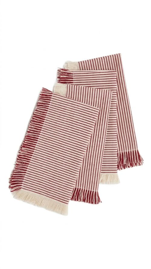 Set of 4 Red Stripe Napkins