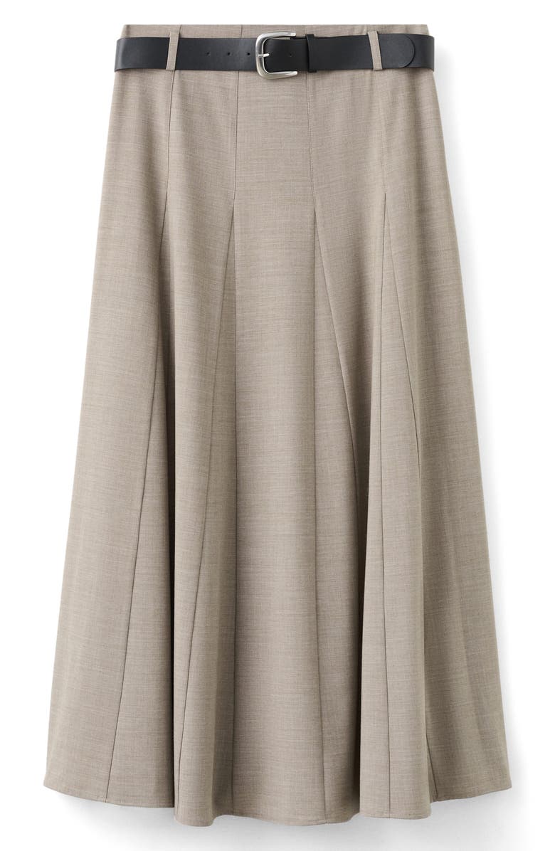 Belted Godet Pleat A-Line Skirt