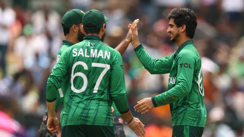 Pakistan's Saim Ayub celebrating at the T20 World Cup