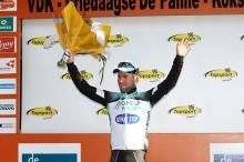 Three Days of De Panne stage 2 winner Mark Cavendish on the podium