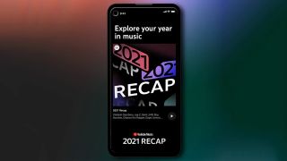 a smartphone displaying YouTube Music's 2021 recap