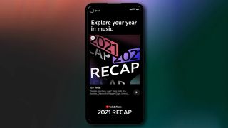 a smartphone displaying YouTube Music&#039;s 2021 recap