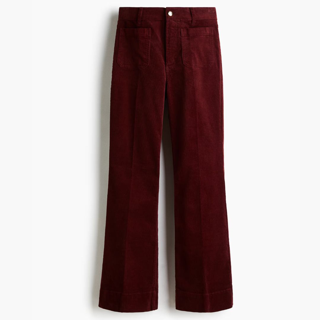 H&amp;amp;M Flared Red Corduroy Trousers