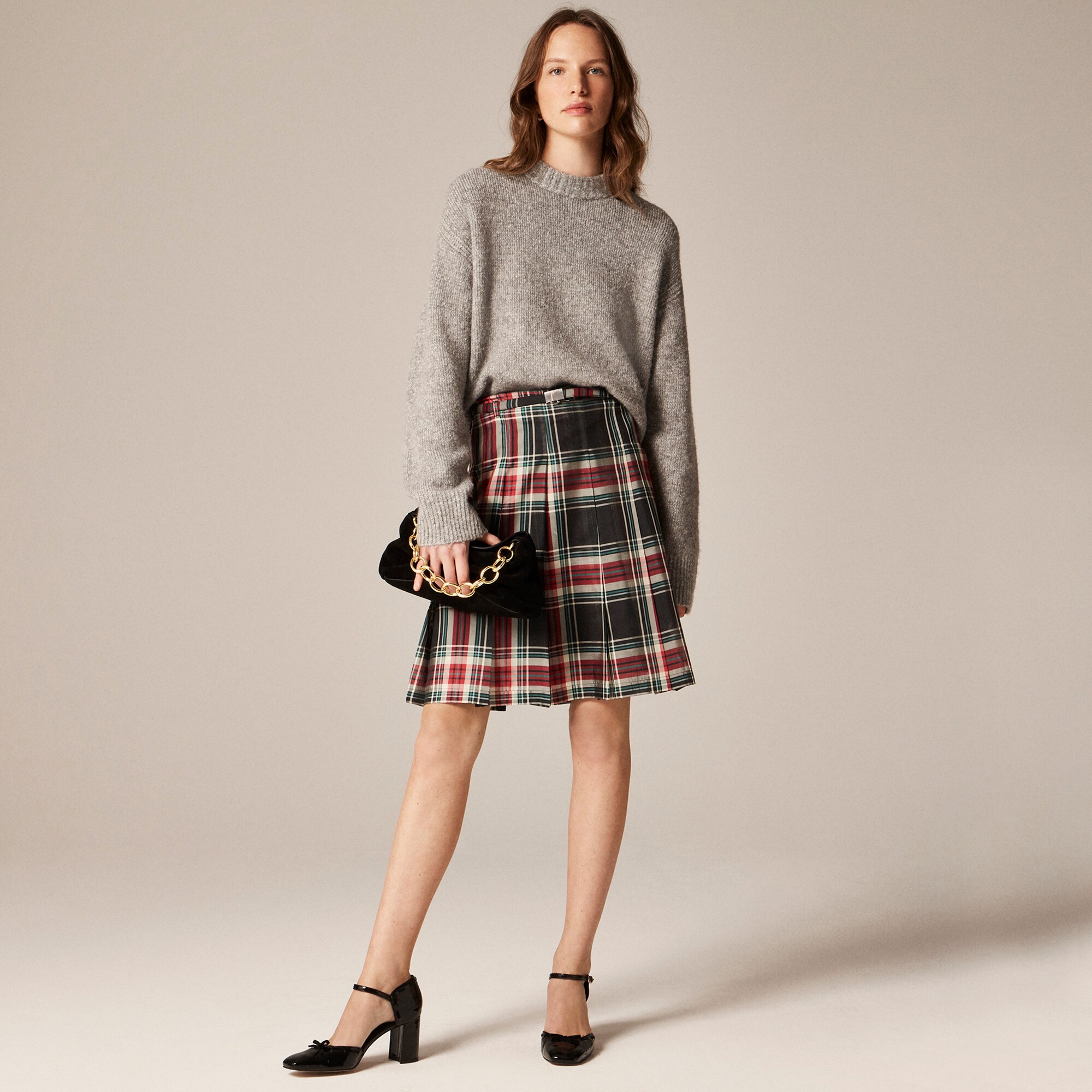 Pleated Prep Skirt in Stewart Tartan