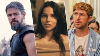 (L-R) Matt Damon as Odysseus, Inde Navarrette as Nikki and Ryan Gosling as Ryland Grace